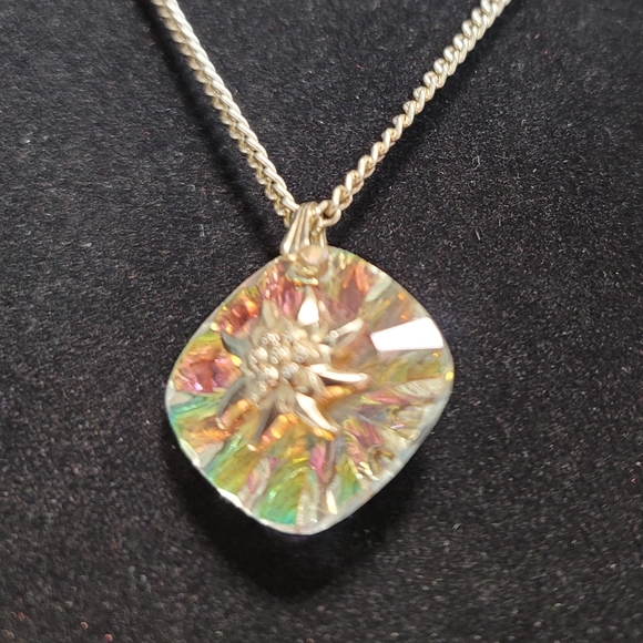 VINTAGE aurora crystal Germany sun necklace rare - Picture 6 of 15